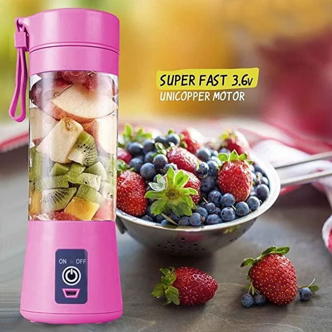 Portable  USB Rechargeable Blend– Personal Smoothie & Juice Maker (380ml, Pink)
