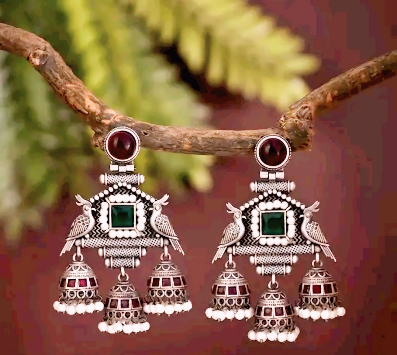 Traditional Tribal Sliver Earrings | Festive Wear