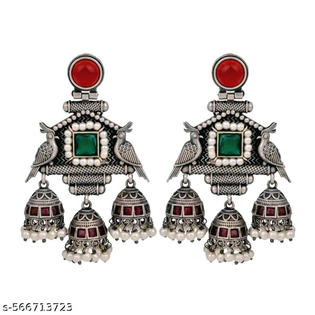 Traditional Tribal Sliver Earrings | Festive Wear