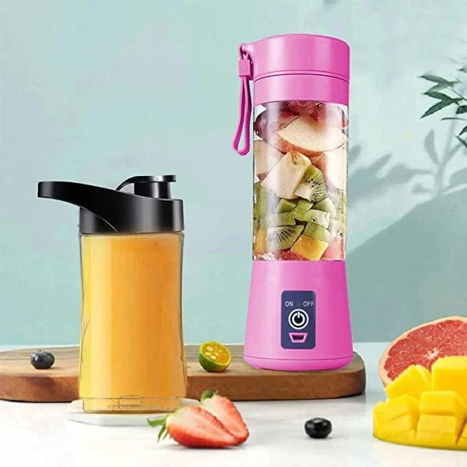 Pink portable blender with fruits inside, fruits juicer , blender for smoothies,