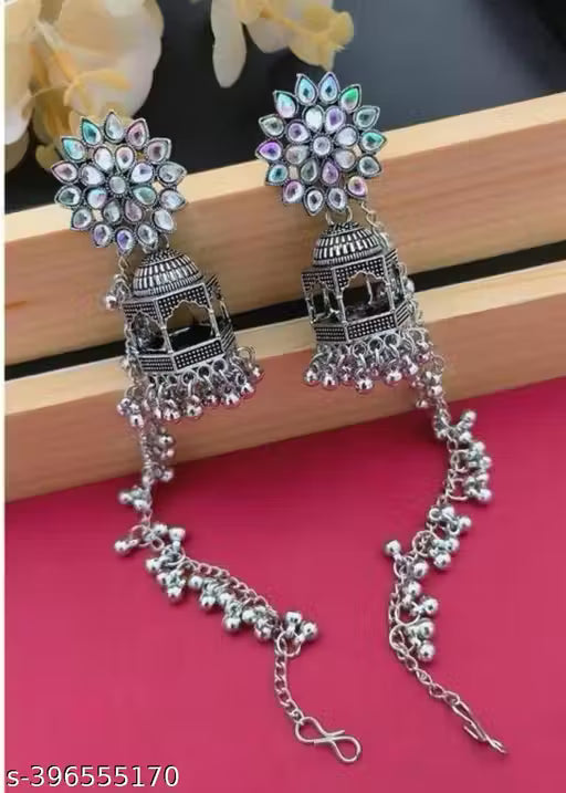 Premium Quality Silver Plated Bahubali Jumkha Earrings