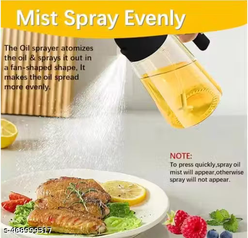 MYUD Oil Sprayer And Dispenser Bottle for Kitchen,2 in 1 Olive Oil Mist Sprayer and Oil Dispenser 500ML for Cooking,BBQ, Air Fryer, Salad, Frying, Baking